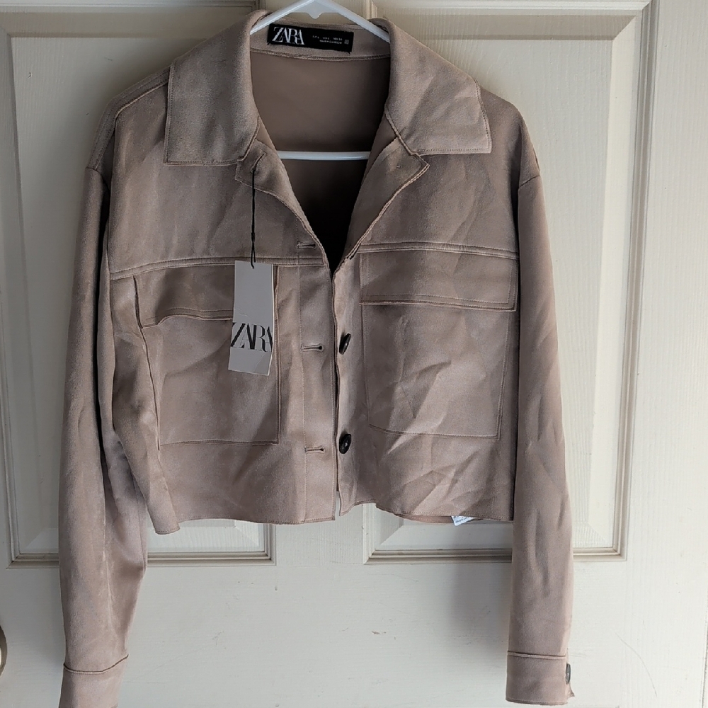 Zara Women's Beige Faux Suede Jacket